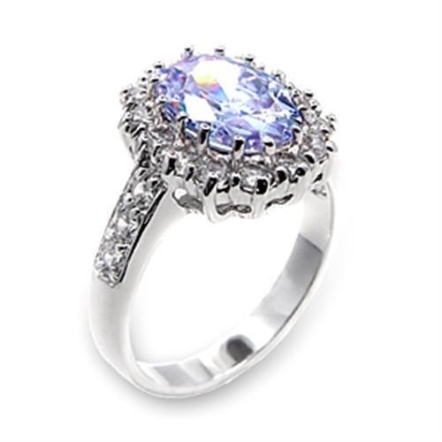 6X114 - Rhodium Brass Ring with AAA Grade CZ  in Light Amethyst