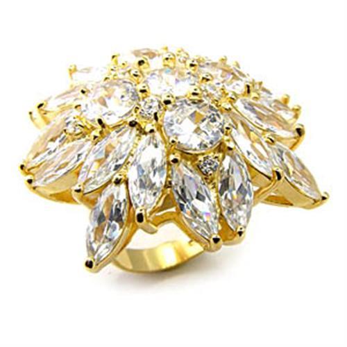 7X351 - Gold 925 Sterling Silver Ring with AAA Grade CZ  in Clear