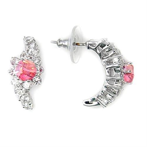 7X356 - Rhodium Brass Earrings with AAA Grade CZ  in Rose