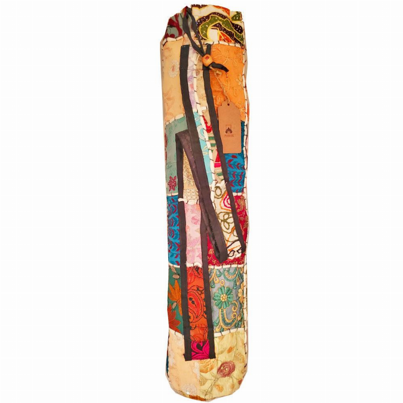 Sequin Fabric Embroidery Patchwork Pattern Yoga Mat Bag Carrier with Velcro Front Pocket