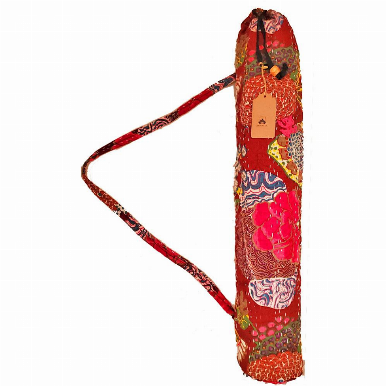 Bohemian Kantha Quilt Cotton Fabric Yoga Mat Bag Carrier