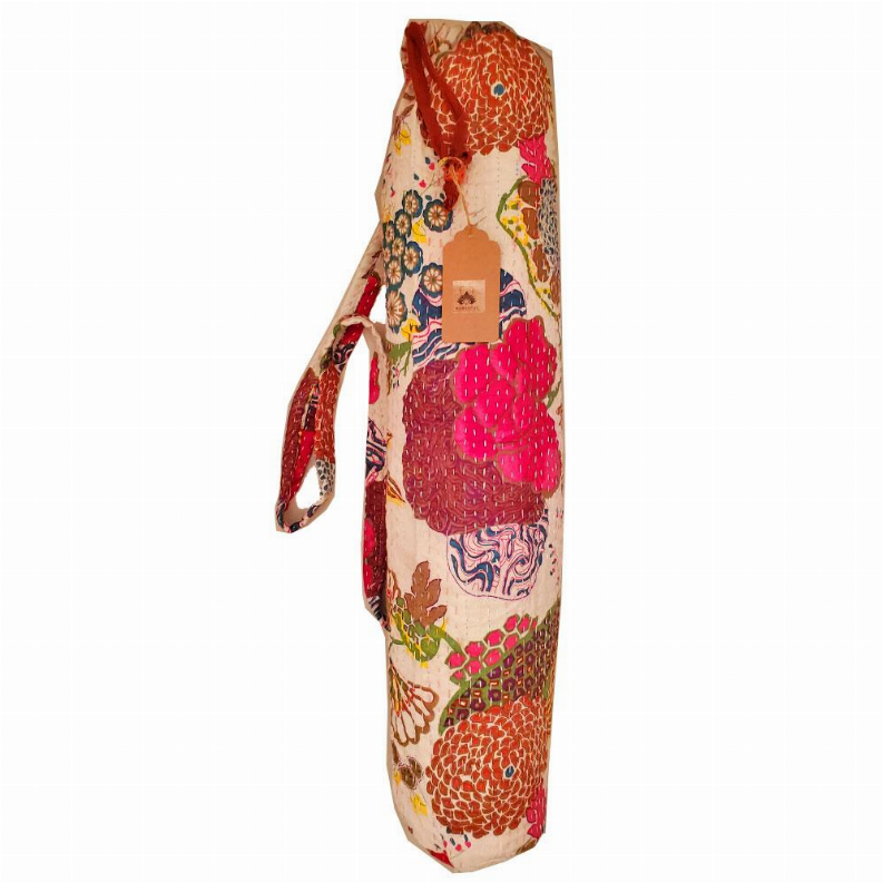 Bohemian Kantha Quilt Cotton Fabric Yoga Mat Bag Carrier