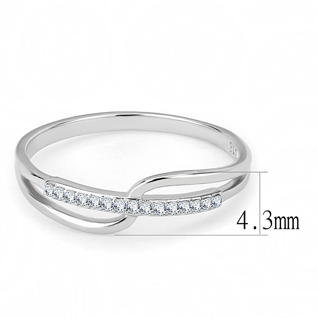 DA045 - High polished (no plating) Stainless Steel Ring with AAA Grade CZ  in Clear