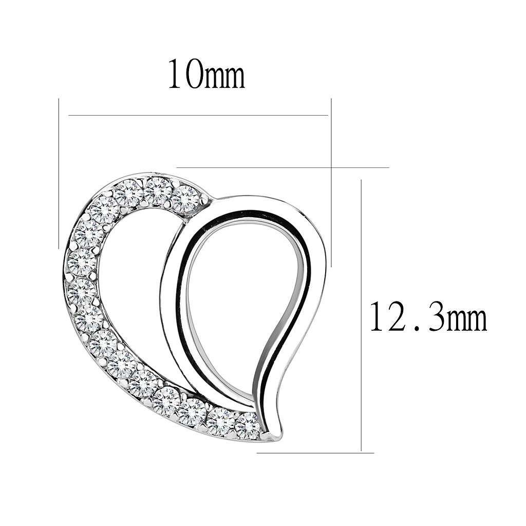 DA076 - High polished (no plating) Stainless Steel Earrings with AAA Grade CZ  in Clear