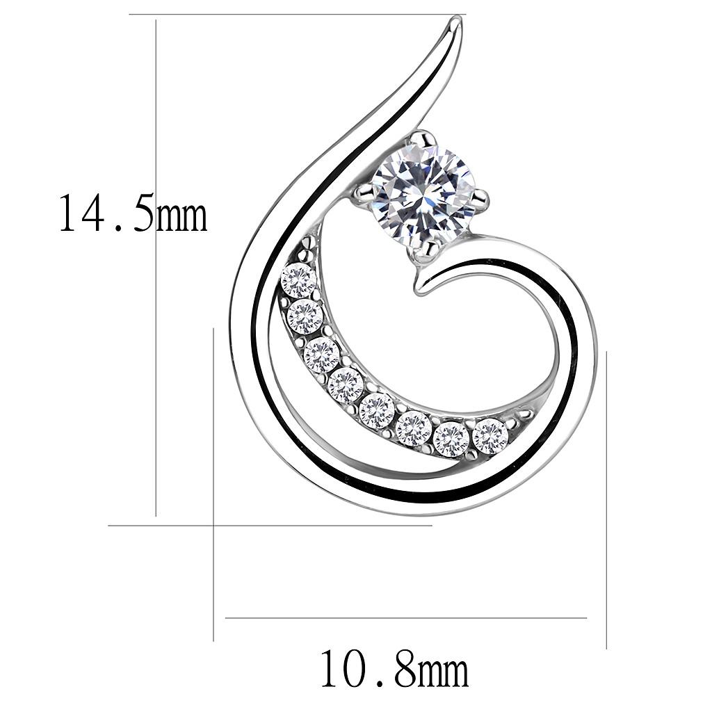 DA077 - High polished (no plating) Stainless Steel Earrings with AAA Grade CZ  in Clear