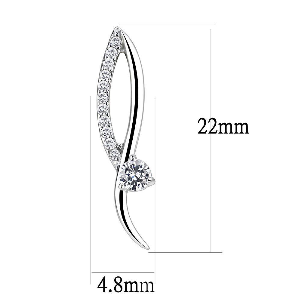 DA080 - High polished (no plating) Stainless Steel Earrings with AAA Grade CZ  in Clear