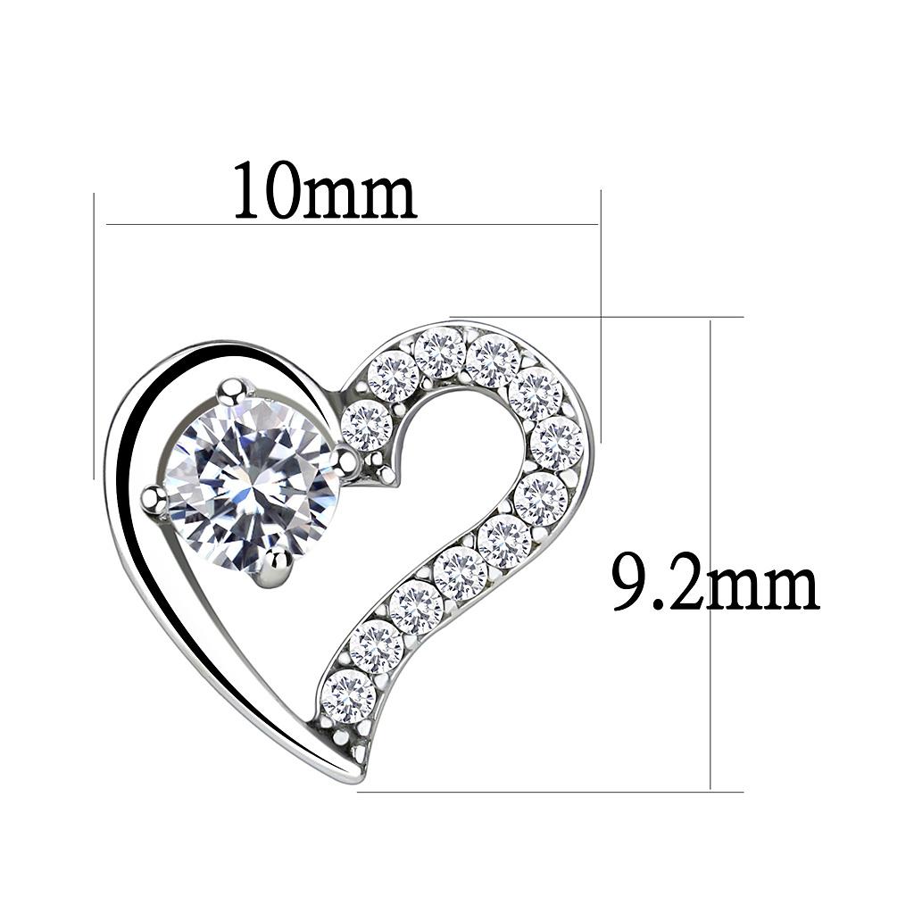 DA083 - High polished (no plating) Stainless Steel Earrings with AAA Grade CZ  in Clear