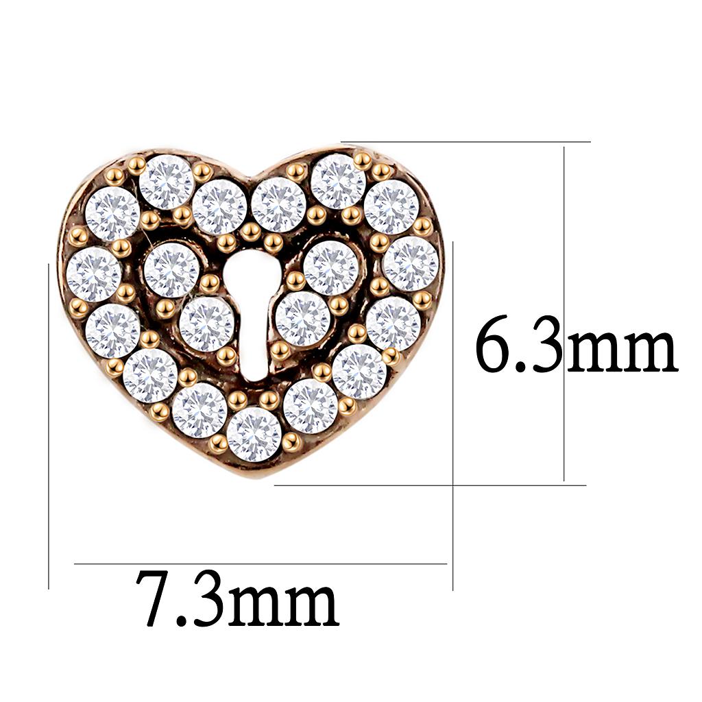 DA085 - IP Rose Gold(Ion Plating) Stainless Steel Earrings with AAA Grade CZ  in Clear