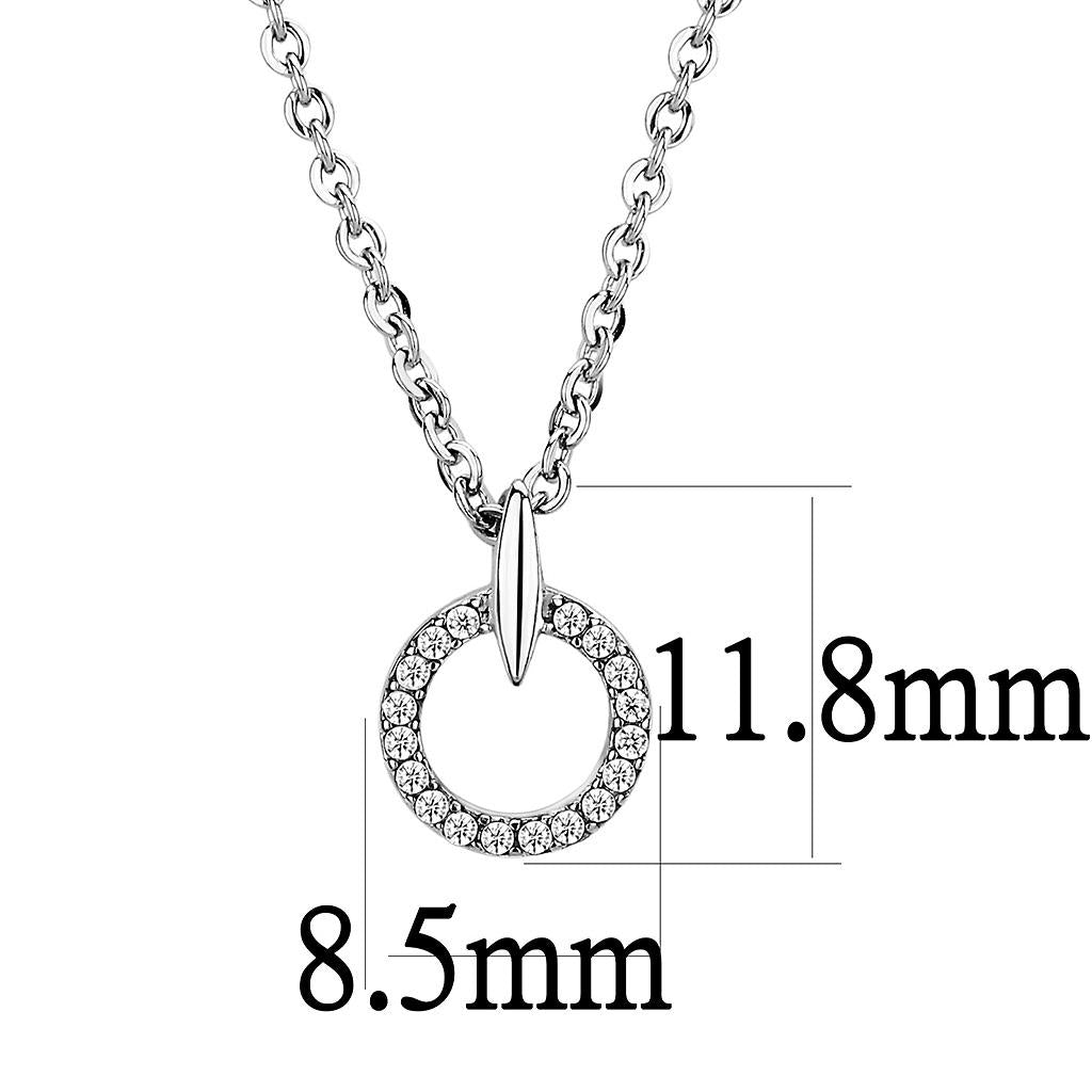 DA091 - High polished (no plating) Stainless Steel Chain Pendant with AAA Grade CZ  in Clear