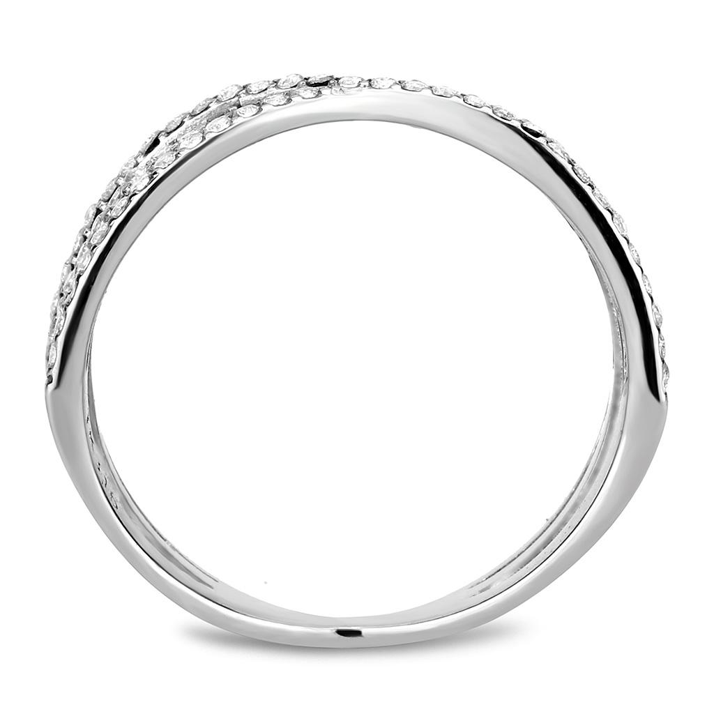 DA124 - High polished (no plating) Stainless Steel Ring with AAA Grade CZ  in Clear