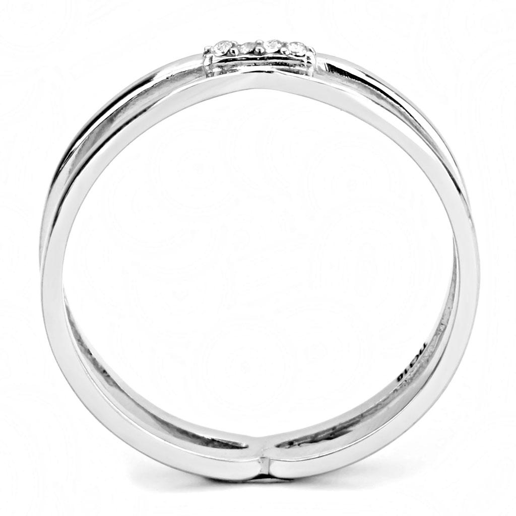 DA160 - High polished (no plating) Stainless Steel Ring with AAA Grade CZ  in Clear