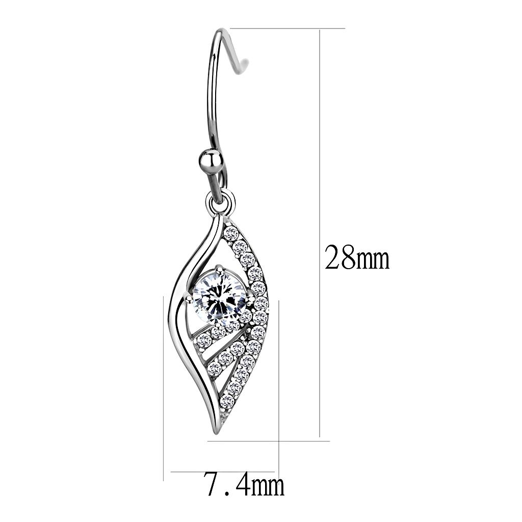 DA178 - High polished (no plating) Stainless Steel Earrings with AAA Grade CZ  in Clear