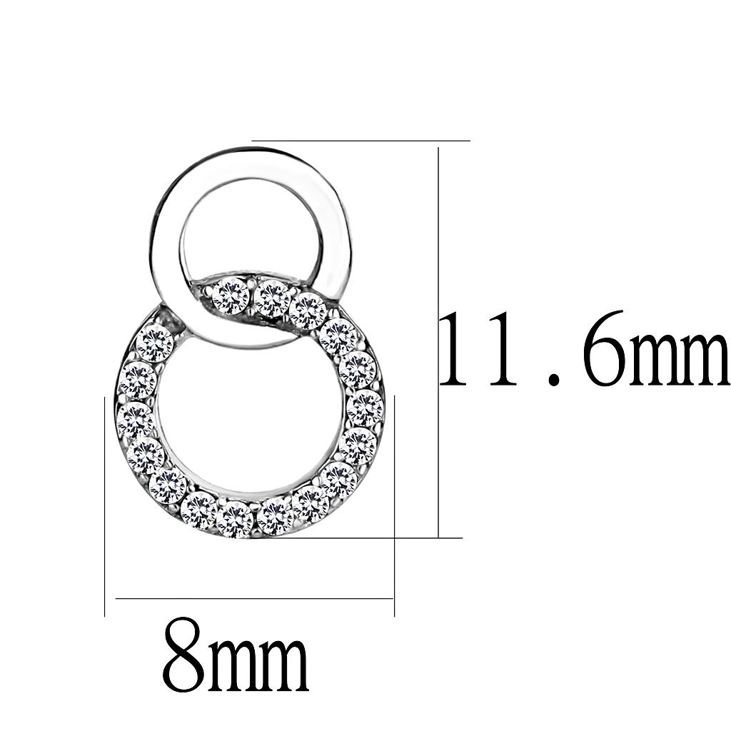 DA179 - High polished (no plating) Stainless Steel Earrings with AAA Grade CZ  in Clear