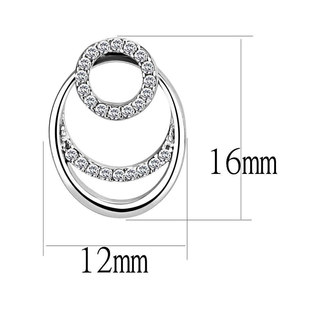 DA219 - High polished (no plating) Stainless Steel Earrings with AAA Grade CZ  in Clear