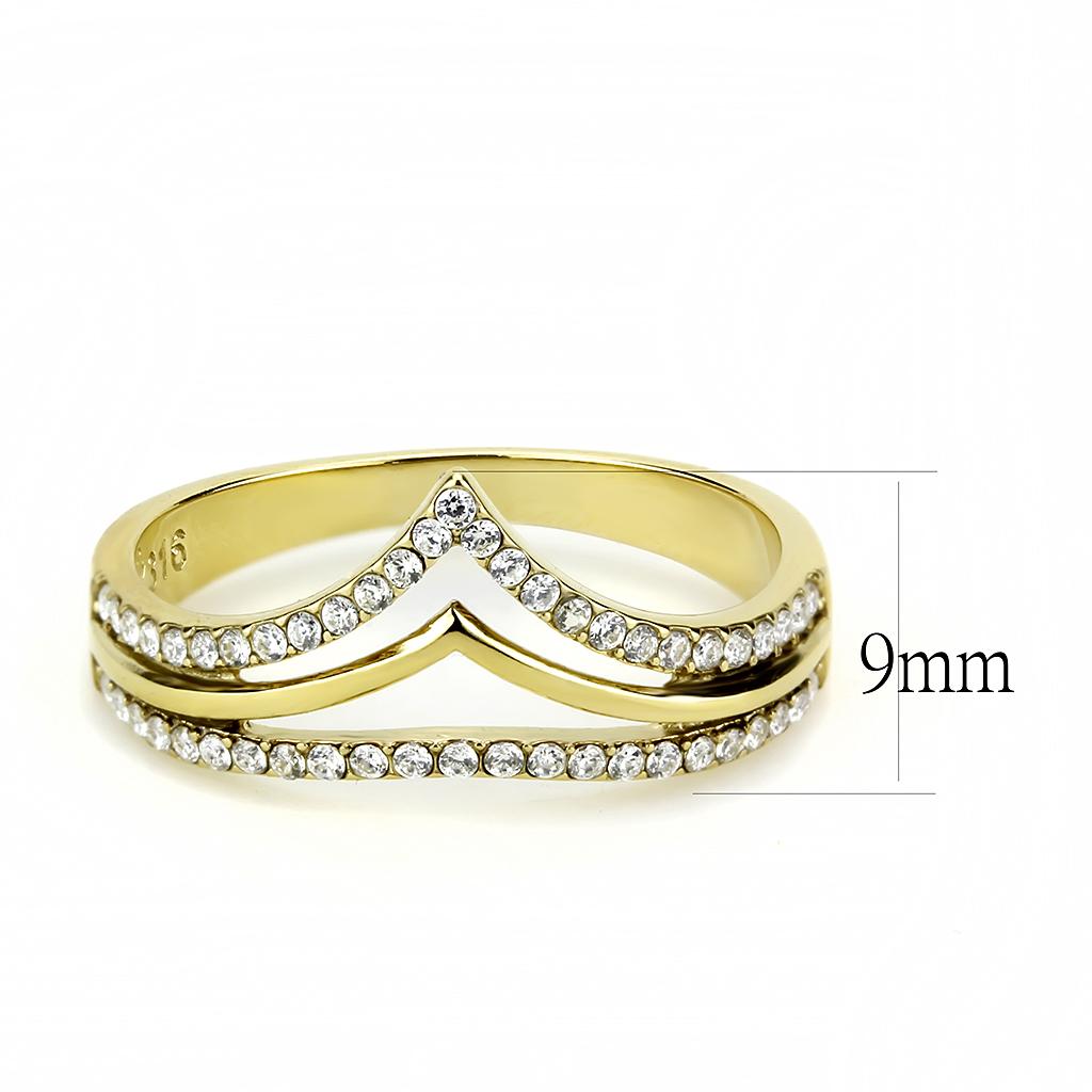 DA250 - IP Gold(Ion Plating) Stainless Steel Ring with AAA Grade CZ  in Clear