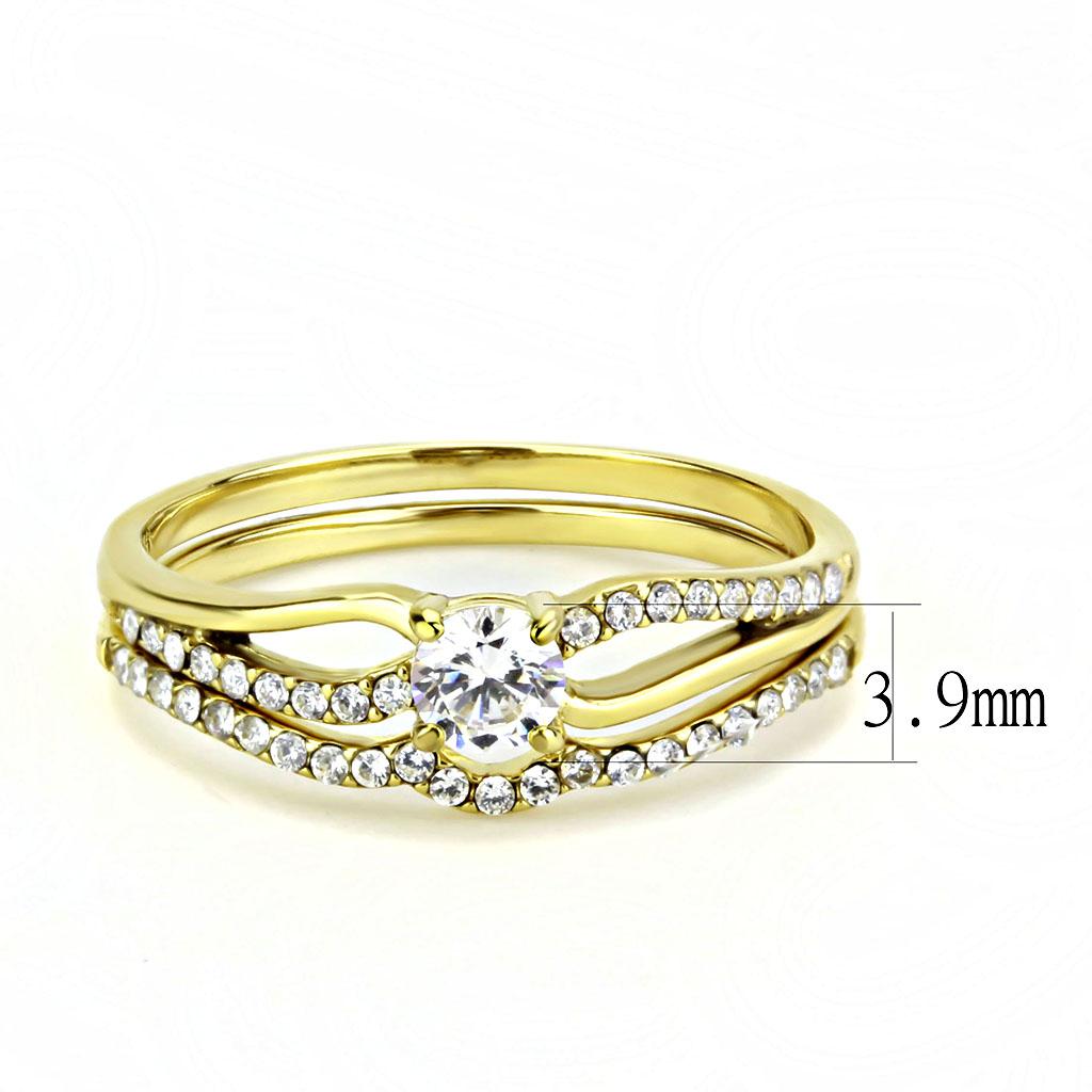 DA277 - IP Gold(Ion Plating) Stainless Steel Ring with AAA Grade CZ  in Clear