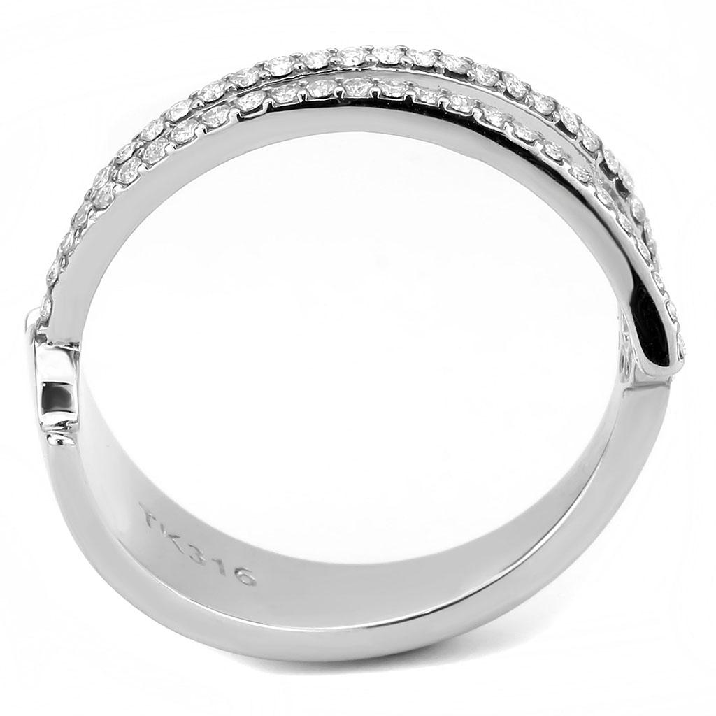 DA310 - No Plating Stainless Steel Ring with AAA Grade CZ  in Clear