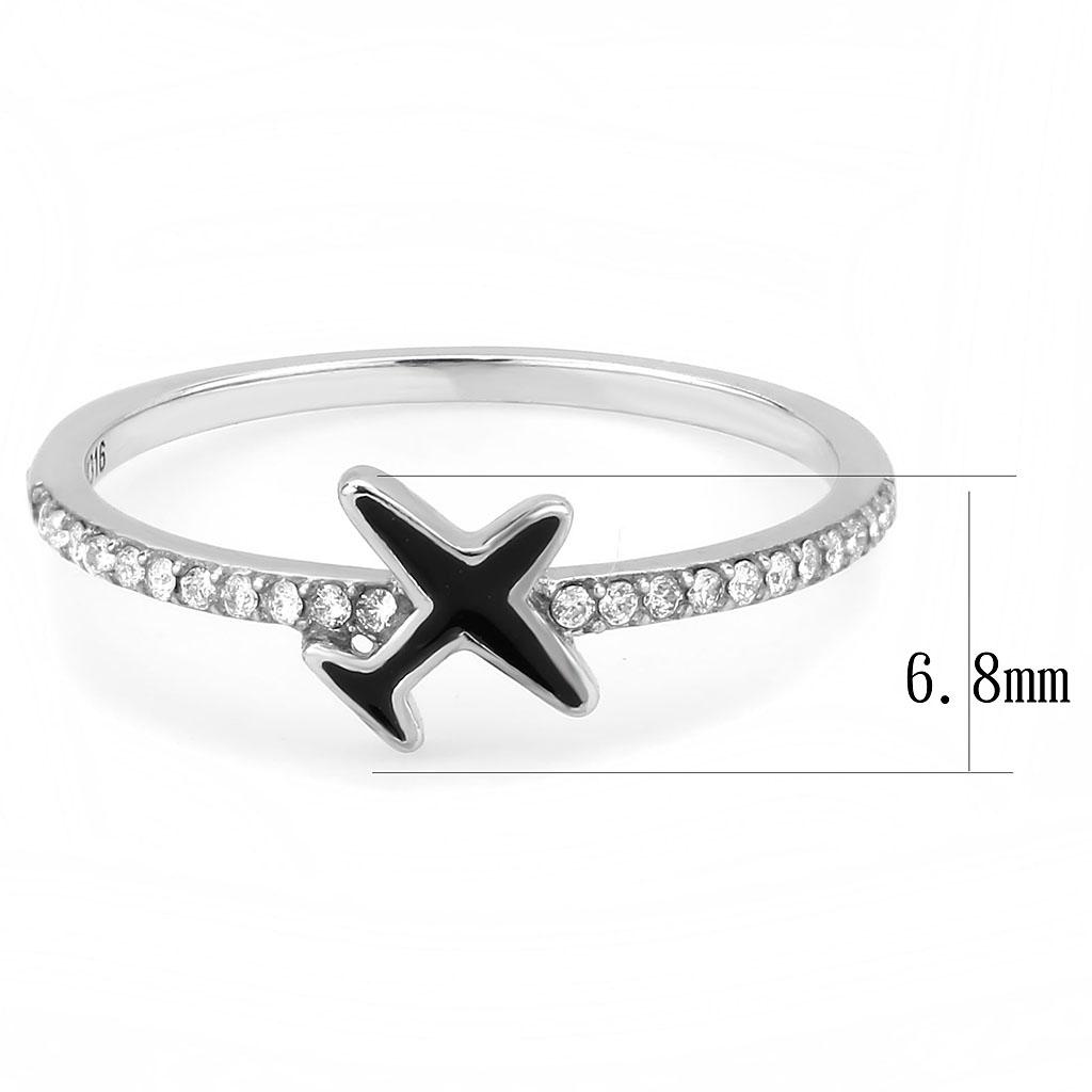 DA311 - No Plating Stainless Steel Ring with Epoxy  in Jet