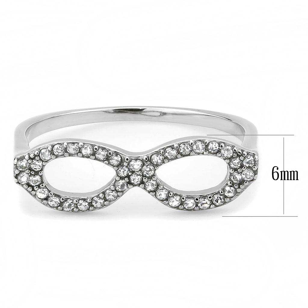 DA315 - No Plating Stainless Steel Ring with AAA Grade CZ  in Clear