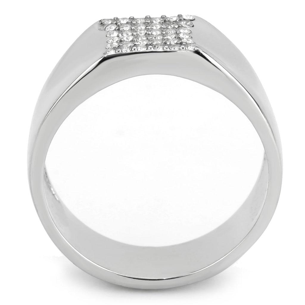 DA345 - No Plating Stainless Steel Ring with AAA Grade CZ  in Clear