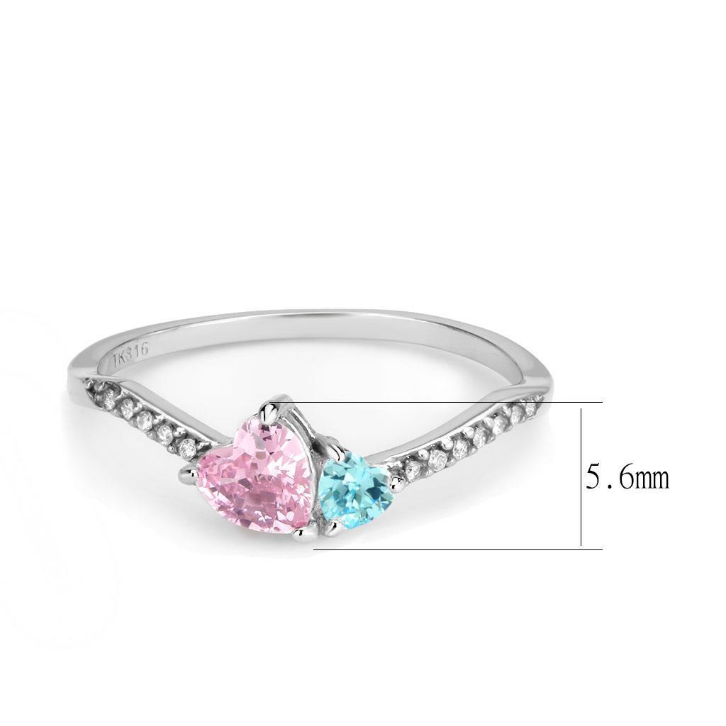 DA384Q - High polished (no plating) Stainless Steel Ring with AAA Grade CZ  in Multi Color