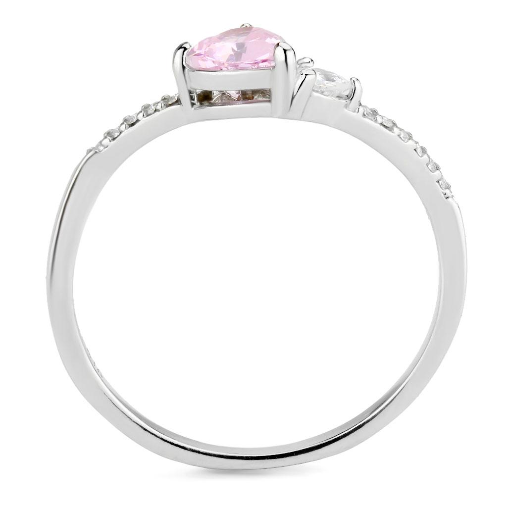 DA384 - High polished (no plating) Stainless Steel Ring with AAA Grade CZ  in Rose