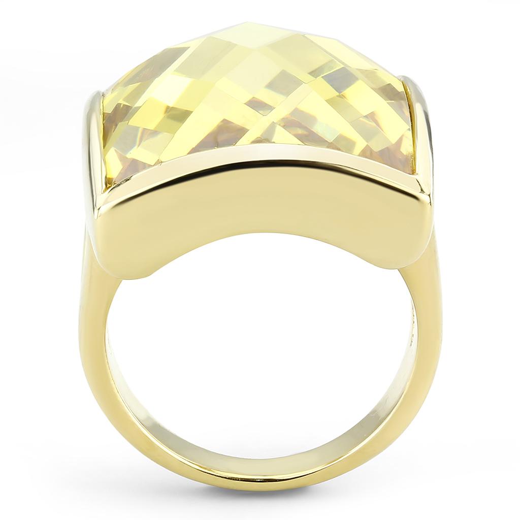 LO1251 - Gold Brass Ring with AAA Grade CZ  in Topaz