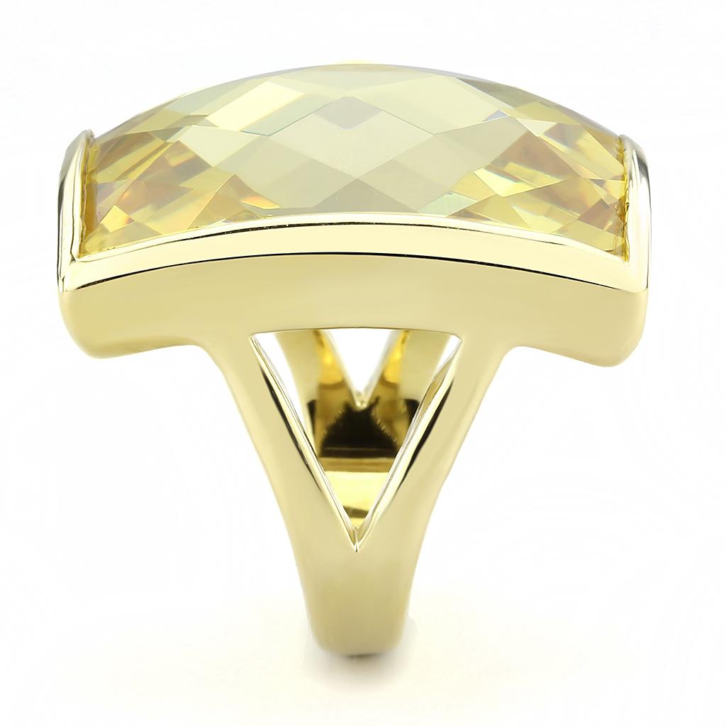 LO1251 - Gold Brass Ring with AAA Grade CZ  in Topaz