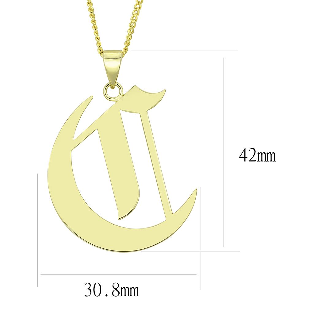 LO228 - Gold Brass Chain Pendant with No Stone