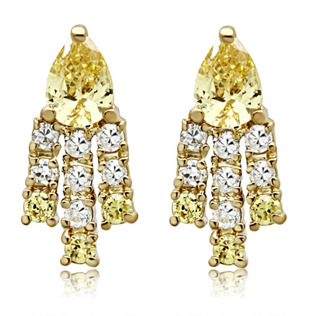 LO2429 - Gold Brass Jewelry Sets with AAA Grade CZ  in Topaz