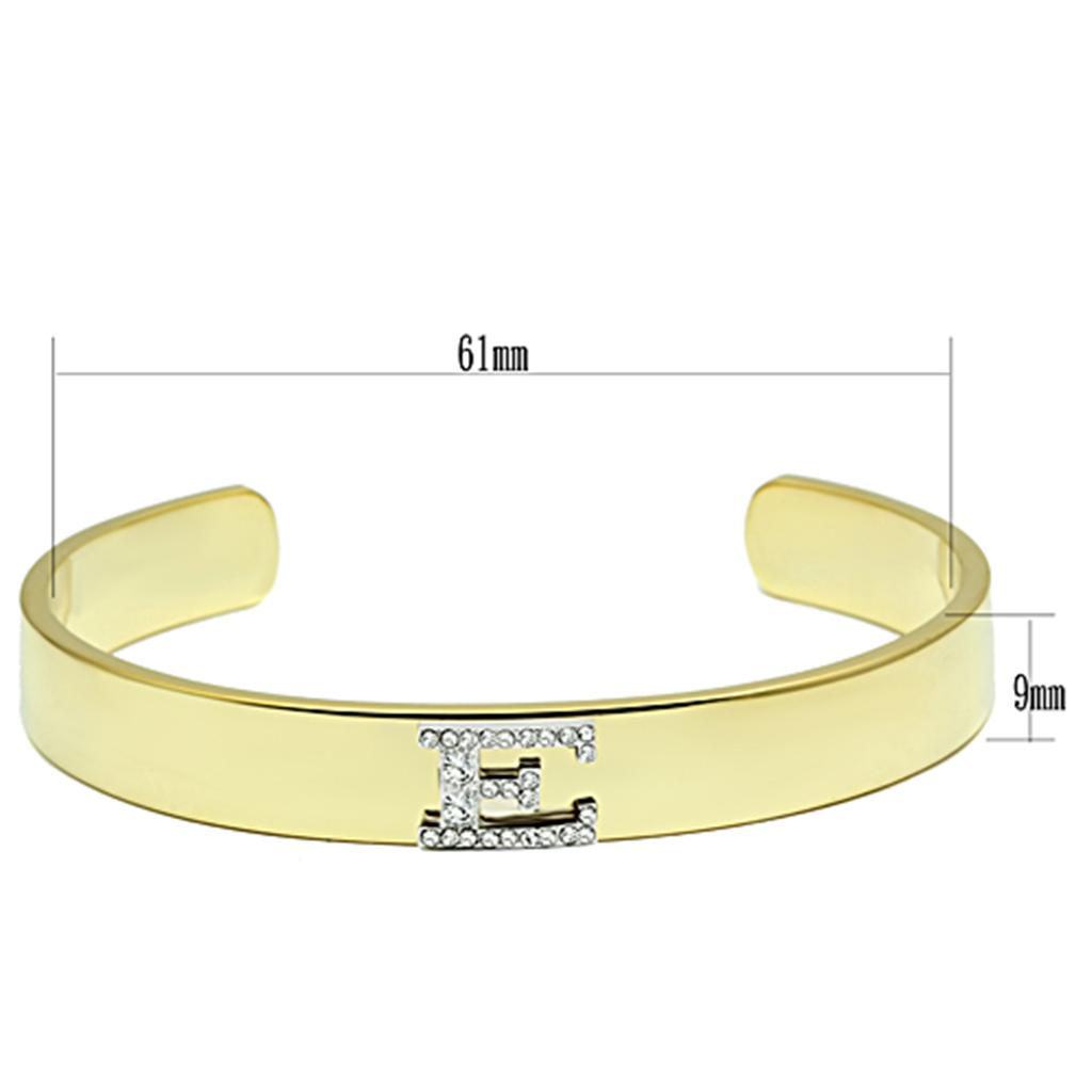 LO2574 - Gold+Rhodium White Metal Bangle with Top Grade Crystal  in Clear