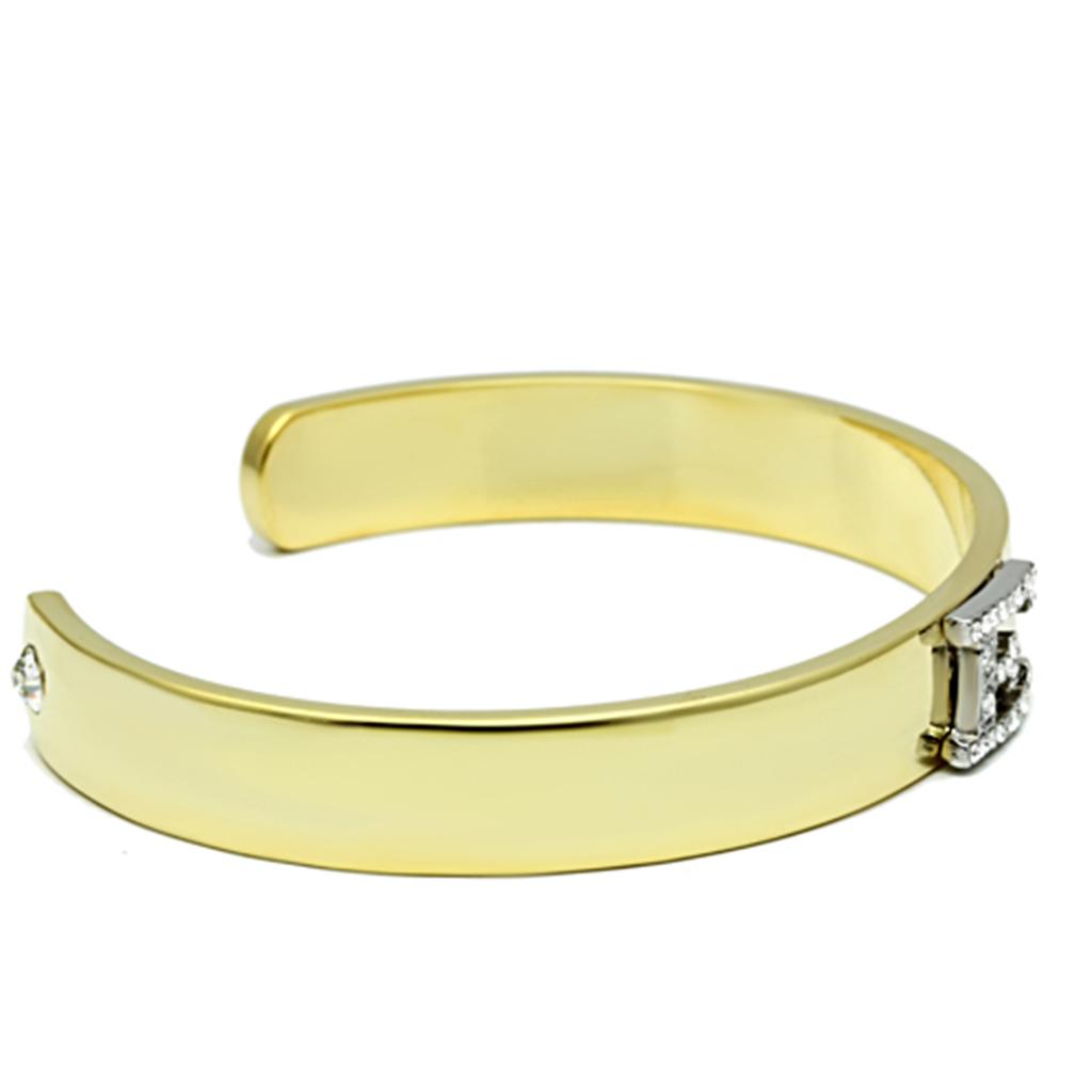 LO2574 - Gold+Rhodium White Metal Bangle with Top Grade Crystal  in Clear