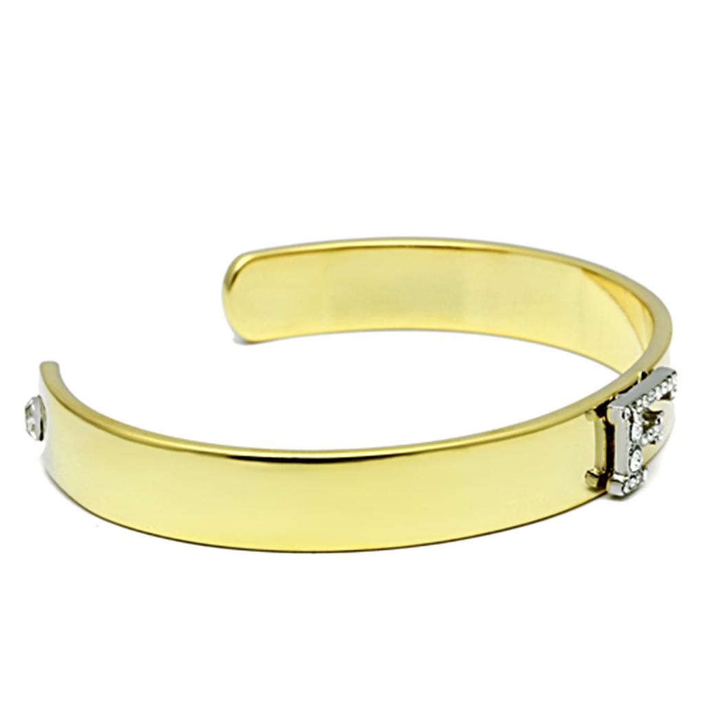 LO2575 - Gold+Rhodium White Metal Bangle with Top Grade Crystal  in Clear