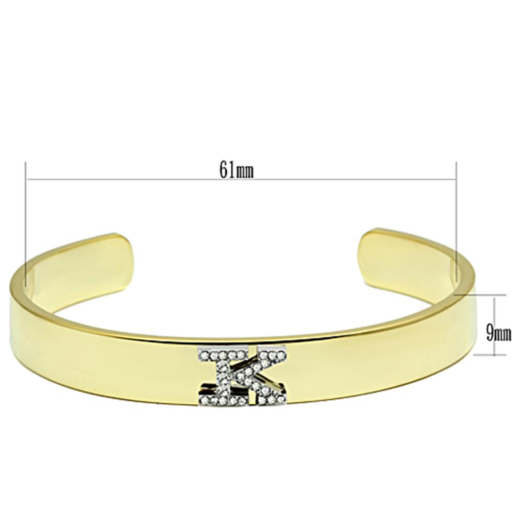 LO2580 - Gold+Rhodium White Metal Bangle with Top Grade Crystal  in Clear