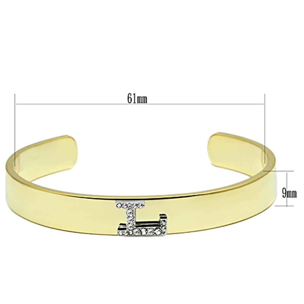 LO2581 - Gold+Rhodium White Metal Bangle with Top Grade Crystal  in Clear