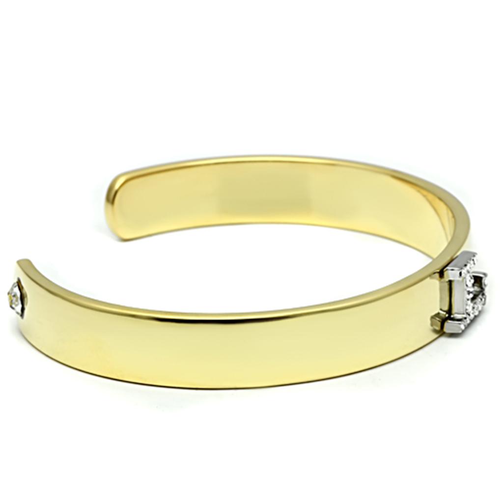 LO2581 - Gold+Rhodium White Metal Bangle with Top Grade Crystal  in Clear