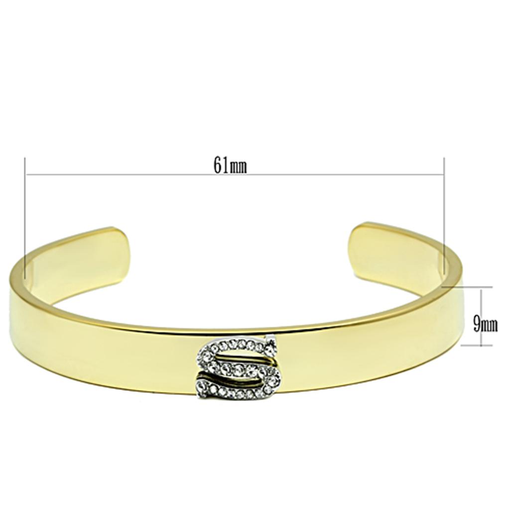 LO2588 - Gold+Rhodium White Metal Bangle with Top Grade Crystal  in Clear