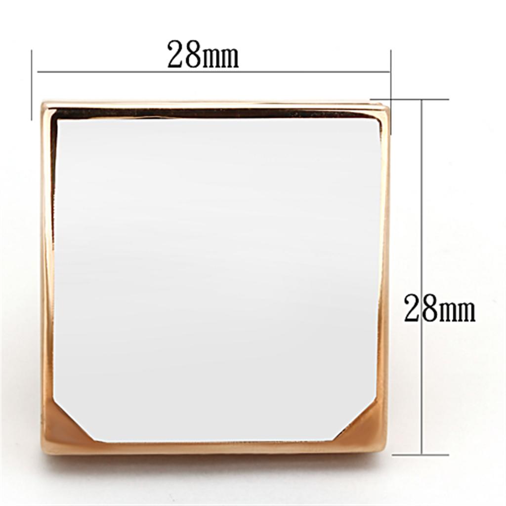 LO2971 - Rose Gold Brass Ring with Synthetic Synthetic Glass in Clear