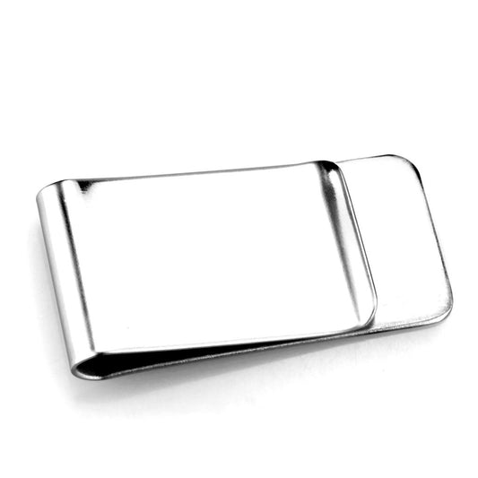 LO3380 - High polished (no plating) Stainless Steel Money clip with No Stone