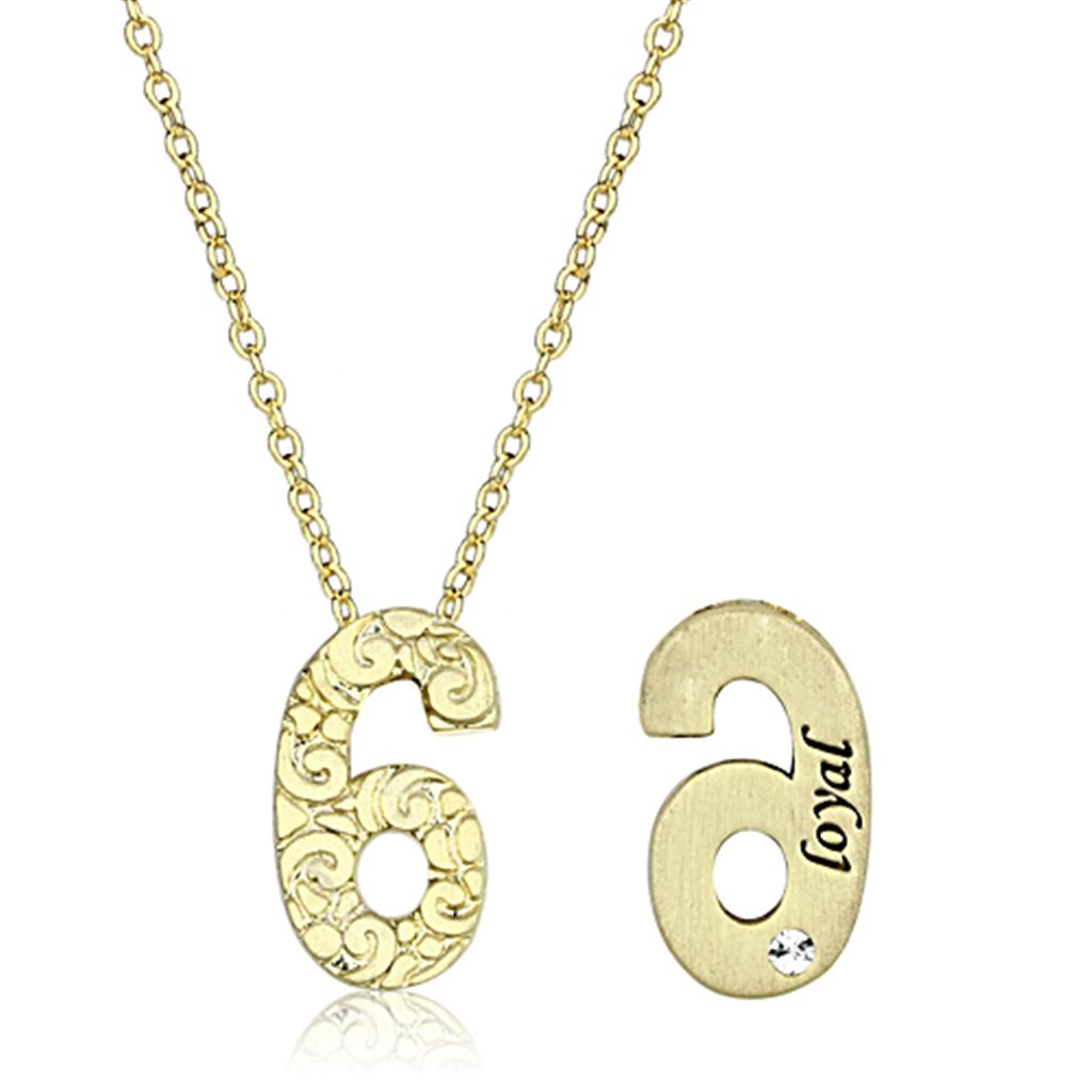 LO3463 - Flash Gold Brass Chain Pendant with Top Grade Crystal  in Clear