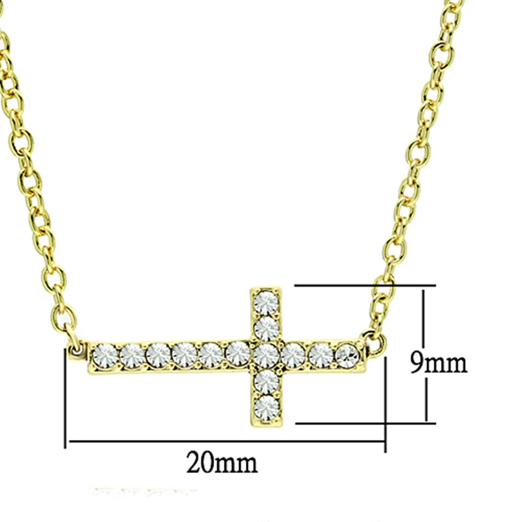 LO3477 - Flash Gold Brass Chain Pendant with Top Grade Crystal  in Clear