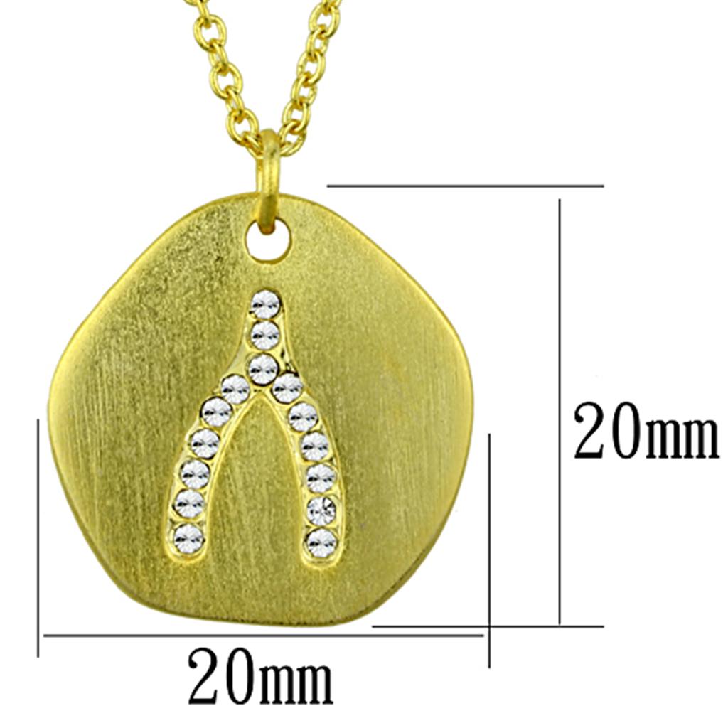 LO3479 - Gold & Brush Brass Chain Pendant with Top Grade Crystal  in Clear