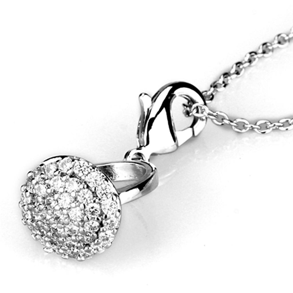 LO3492 - Rhodium Brass Pendant with AAA Grade CZ  in Clear