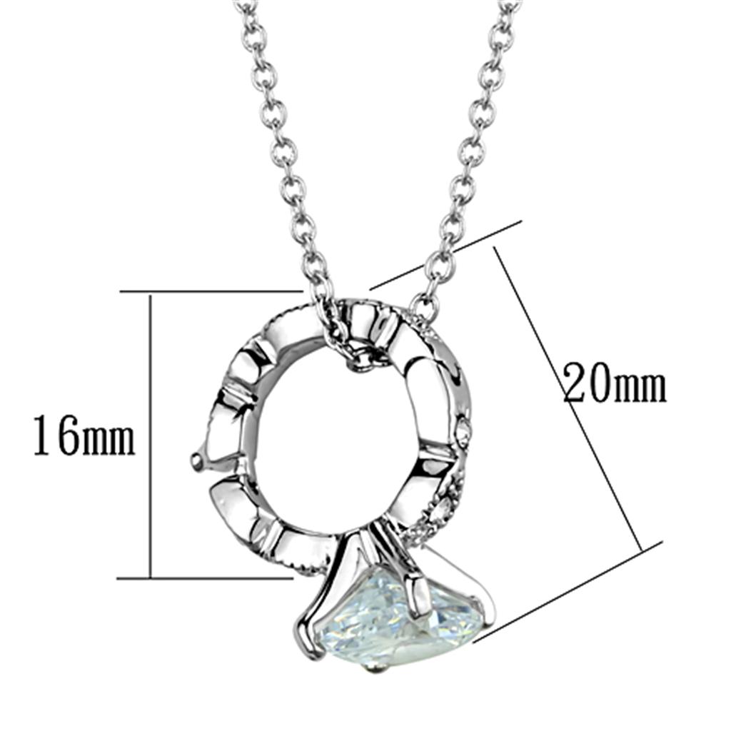 LO3494 - Rhodium Brass Pendant with AAA Grade CZ  in Clear