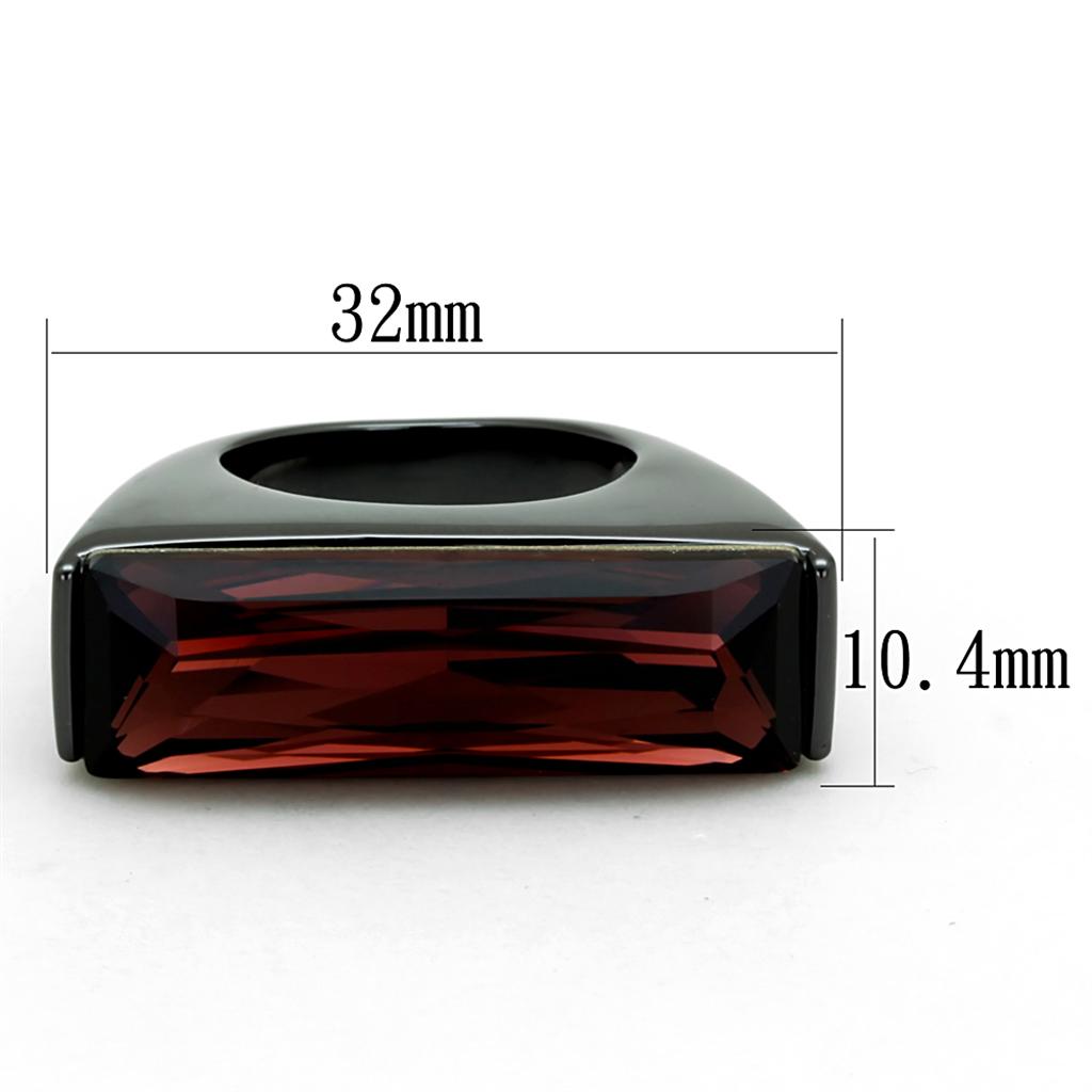 LO3517 - TIN Cobalt Black Brass Ring with Top Grade Crystal  in Siam