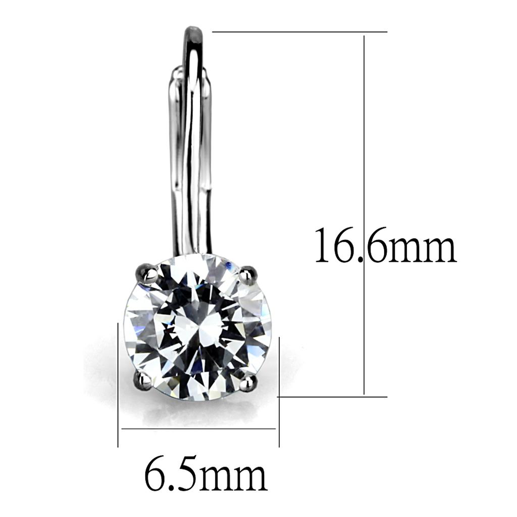 LO3947 - Rhodium Brass Earrings with AAA Grade CZ  in Clear