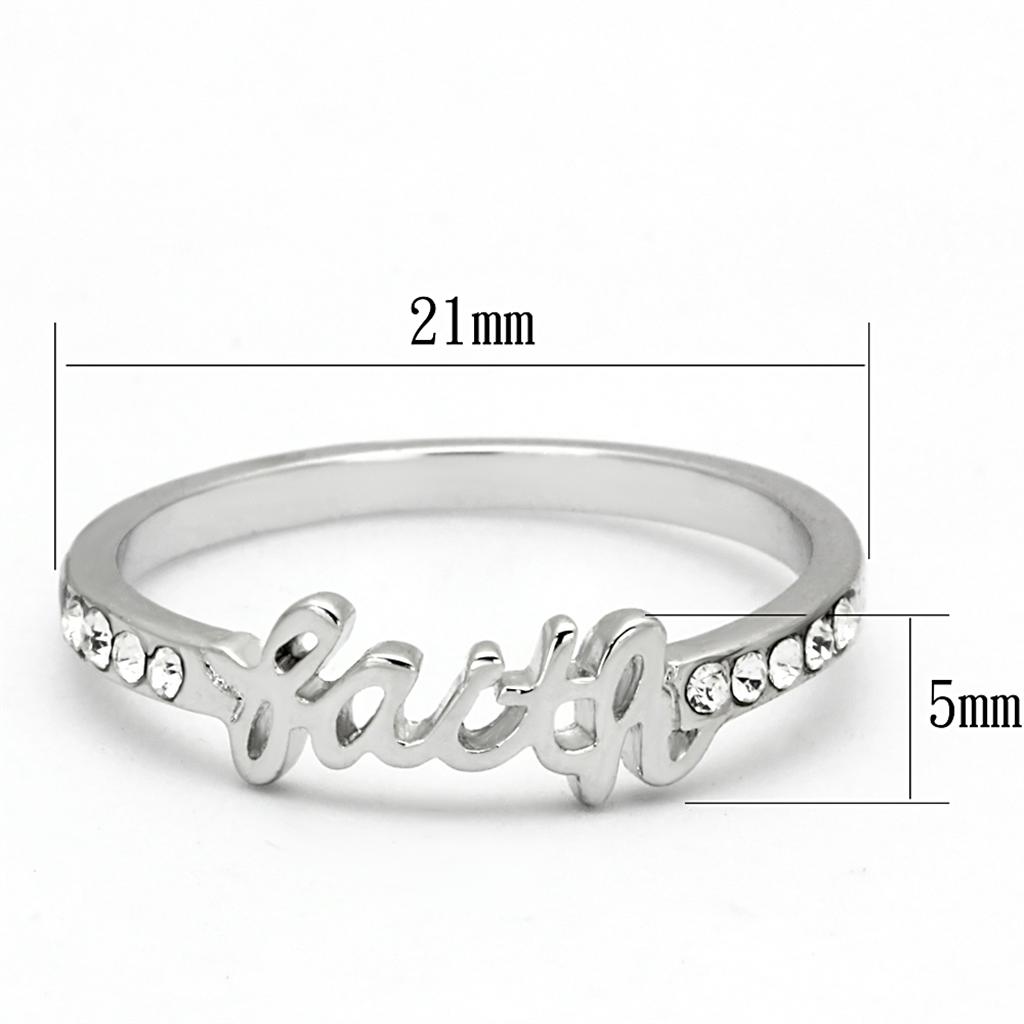 LO3968 - Rhodium Brass Ring with Top Grade Crystal  in Clear