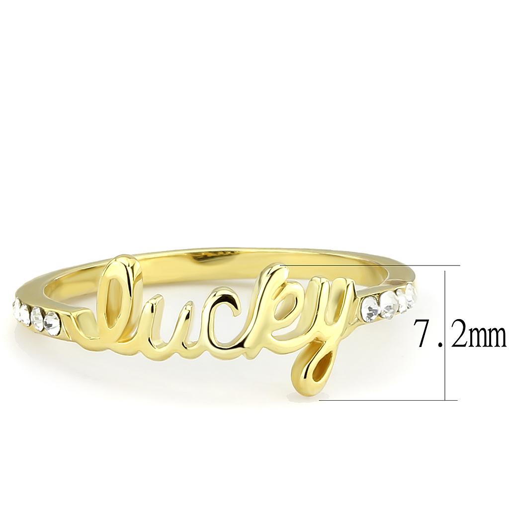 LO3971 - Flash Gold Brass Ring with Top Grade Crystal  in Clear