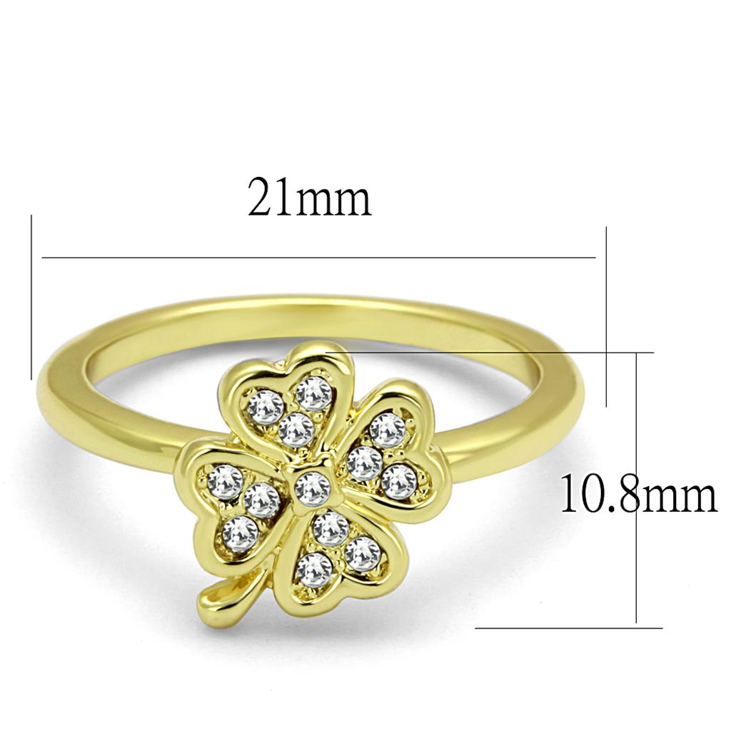 LO3987 Flash Gold Brass Ring with Top Grade Crystal in K2