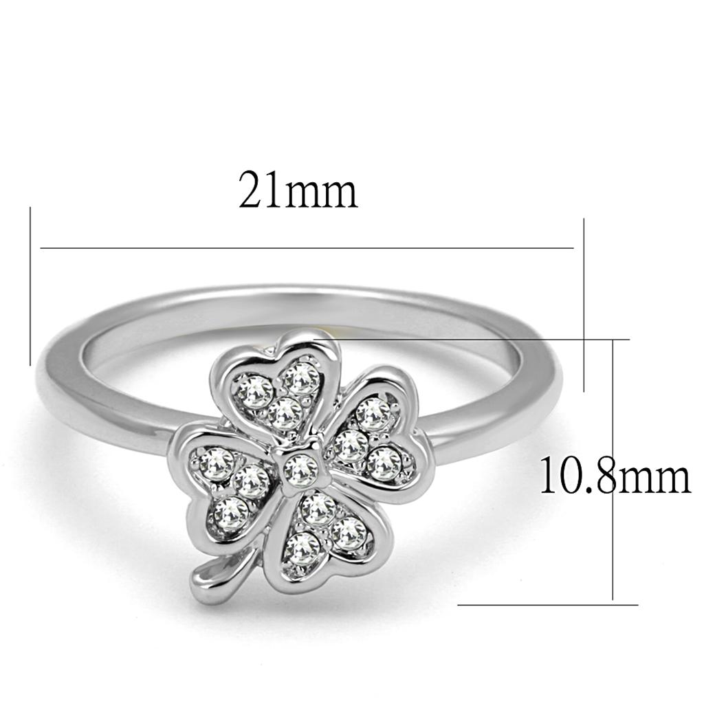 LO3988 - Rhodium Brass Ring with Top Grade Crystal  in Clear